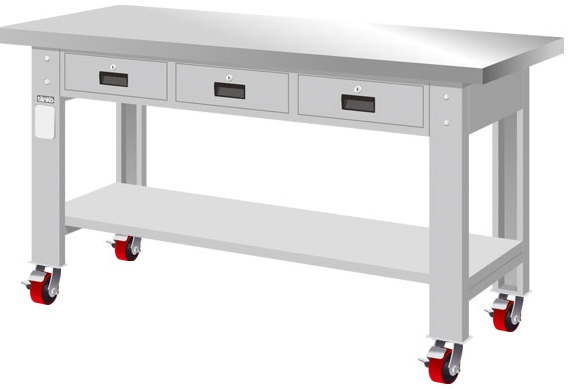 重量型三抽不銹鋼桌面工作桌 WAT-5203S - 點擊圖像關閉